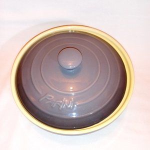 New Gray Parini Round Stoneware Casserole Serving Dish with Lid